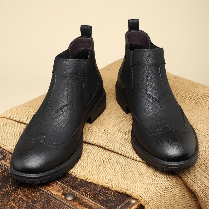 Cizme de piele superbe pentru bărbați, asortate, cizme scurte, pantofi din piele cu vârf înalt, Chelsea, cizme vintage pentru bărbați, cizme de motocicletă plus size