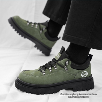 Ανδρικά Παπούτσια Χειμώνας 2024 Νέα Μαύρα Βρετανικά Χαμηλά Παπούτσια Εργασίας, Ανδρικά Δερμάτινα Παπούτσια Εργασίας με Χοντρή Σόλα