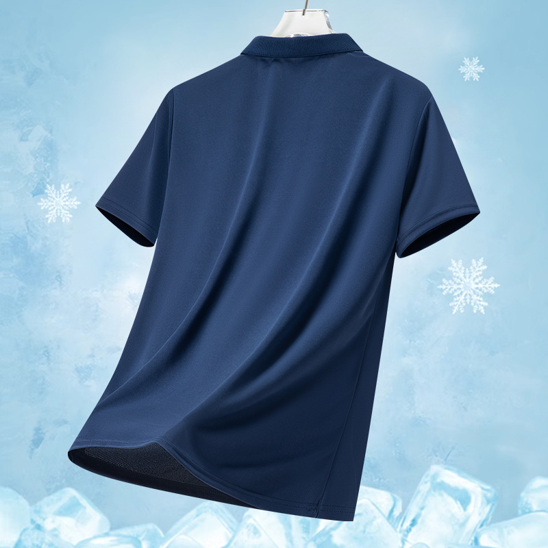 2025. aasta suvine lühikeste varrukatega meeste T-särk, hingav, ühevärviline, jääsiidist õhuke, Lel moodne meeste polosärk