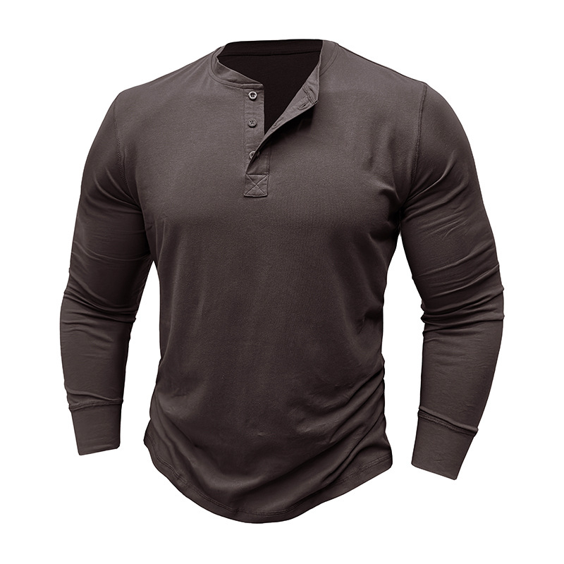 Pánske tričko s dlhým rukávom Amazon Cross-border, pánske tričko so zahraničným obchodom, európske a americké pánske tričko s podšívkou Henry