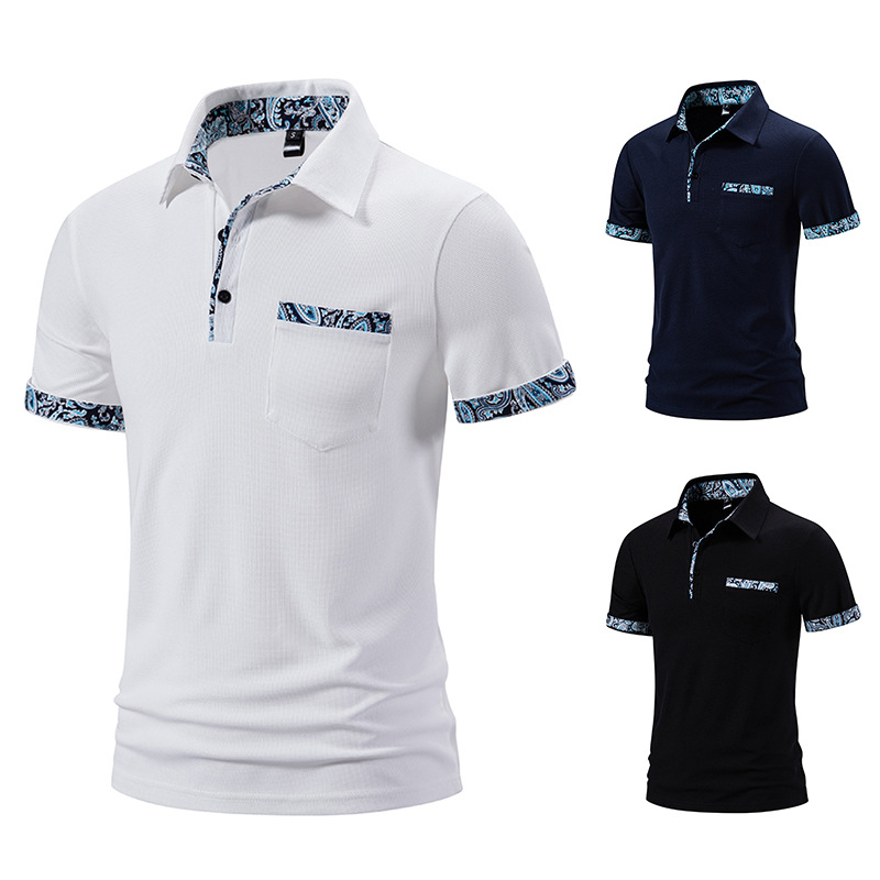 Pánske polo tričko s krátkym rukávom a golierom Paisley, nové, Cross Border 2024, letné, pánske, ležérne, s krátkym rukávom