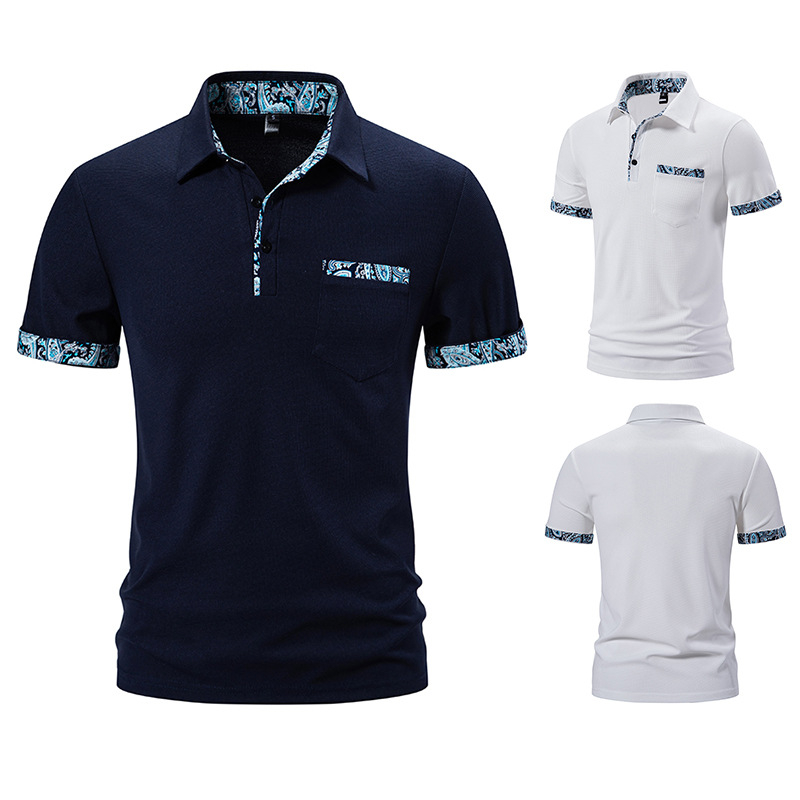 Pánske polo tričko s krátkym rukávom a golierom Paisley, nové, Cross Border 2024, letné, pánske, ležérne, s krátkym rukávom