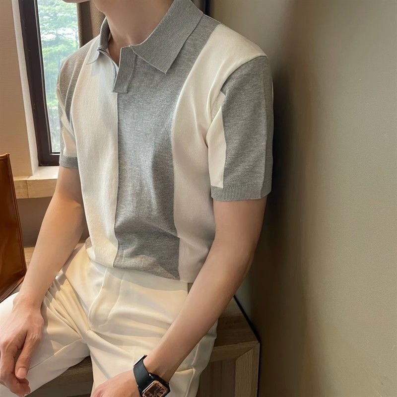 Ανδρικό Καλοκαιρινό Νεανικό Ριχτό Πουκάμισο με Πέτα για Φοιτητές Όμορφο Αδυνάτισμα Ανδρικό Κοντομάνικο, Αναπνέον Μπλούζα