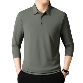 Μακρυμάνικο μπλουζάκι με πέτο για διασυνοριακό εμπόριο, μονόχρωμο μπλουζάκι POLO για νέους και μεσήλικες, επαγγελματικό, casual μπλουζάκι, all-match τοπ, ανδρική ένδυση