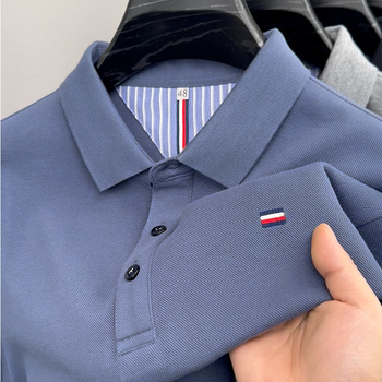 Tricou de vară nou 2024, cu mânecă scurtă, pentru bărbați, business casual, polo, cu rever, mânecă jumătate, tricou cu perle, en-gros