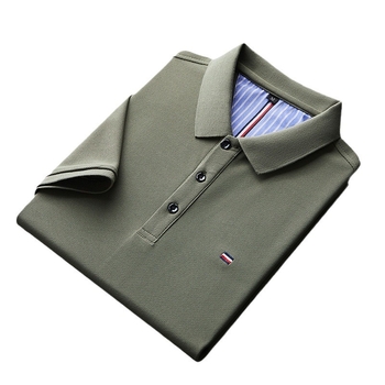 2024 νέο καλοκαιρινό κοντομάνικο μπλουζάκι ανδρικό επαγγελματικό casual μπλουζάκι πόλο με πέτο μισό μανίκι μαργαριταρένιο μπλουζάκι χονδρικής