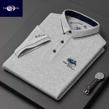 Karen Whale 2023. aasta suvine uus jämedate helmestega Paul Embroidered 100% puuvillast meeste lühikeste varrukatega T-särk, suures suuruses T-särk meestele