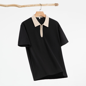 Νεανικό πόλο με μισό φερμουάρ 2025 νέο αμερικανικό ρετρό casual κοντομάνικο μπλουζάκι εργοστάσιο κατευθύνει μια γενιά μαλλιών