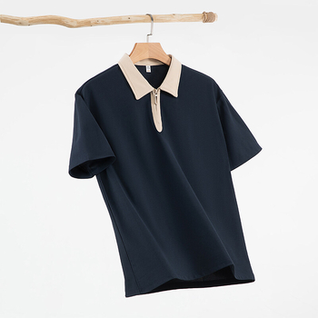 Νεανικό πόλο με μισό φερμουάρ 2025 νέο αμερικανικό ρετρό casual κοντομάνικο μπλουζάκι εργοστάσιο κατευθύνει μια γενιά μαλλιών