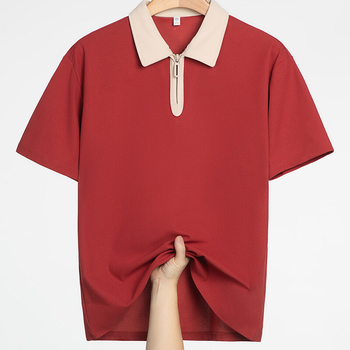 Νεανικό πόλο με μισό φερμουάρ 2025 νέο αμερικανικό ρετρό casual κοντομάνικο μπλουζάκι εργοστάσιο κατευθύνει μια γενιά μαλλιών