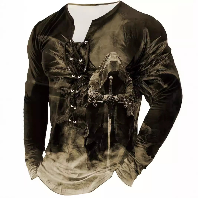 Sõltumatu jaama Amazoni piiriülene meeste õues kasutatav retrohõnguline kapuutsiga pikkade varrukatega T-särk sügisvärvides vabaaja topp