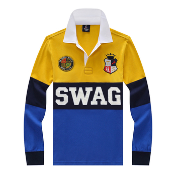 Νέο Ανδρικό Πόλο Μπλουζάκι με Μακρύ Μανίκι, Υψηλής Ποιότητας, Ευρωπαϊκό, Αμερικανικό, Βρετανικό, Casual, Αθλητικό, Κεντημένο με Λουλούδι, Lel, Αντίθεση, Βαμβάκι