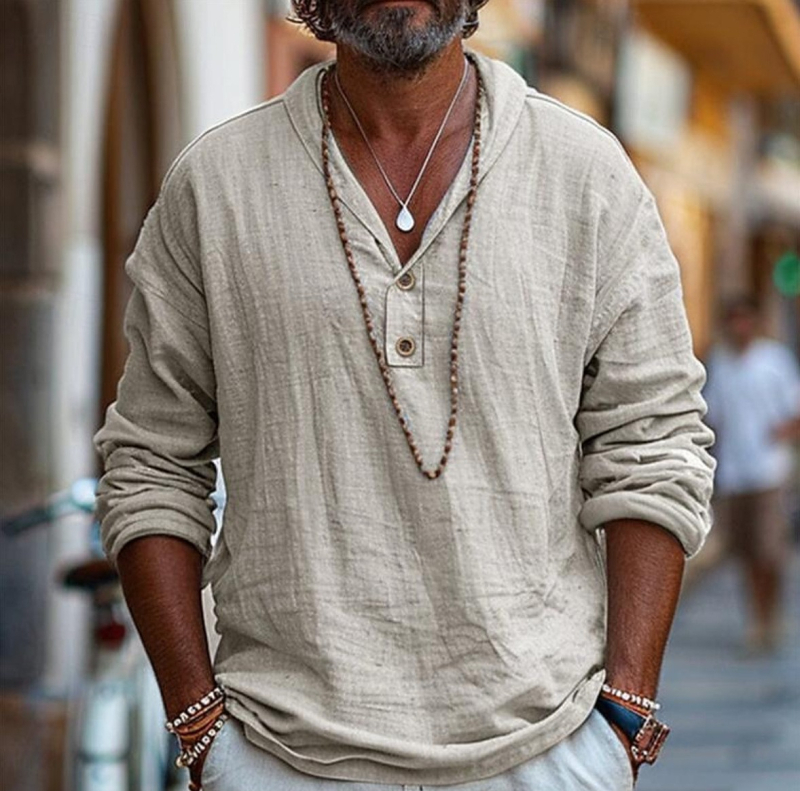 Najnovšie pánske ľanové ležérne tričko Independent Station Crossborder, skromné ležérne oblečenie