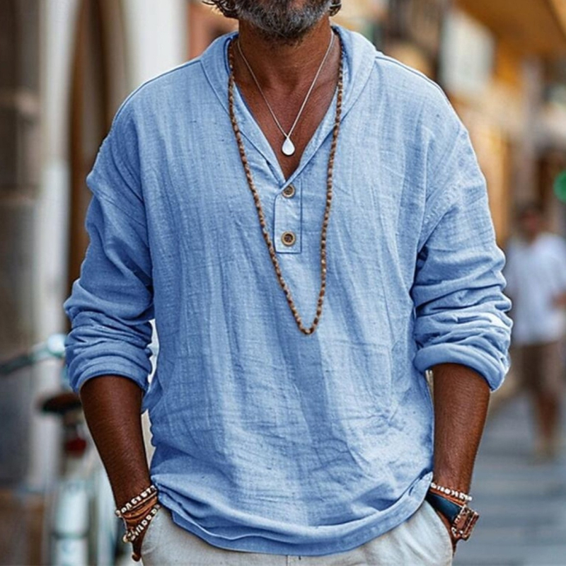 Najnovšie pánske ľanové ležérne tričko Independent Station Crossborder, skromné ležérne oblečenie