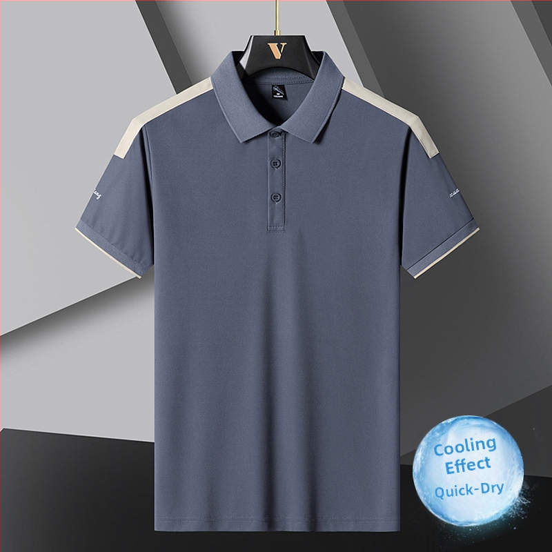 Letné pánske polo tričko s krátkym rukávom, tričko z ľadového hodvábu, tenká klopa s polovičným rukávom, športové ležérne, trendy značkové oblečenie pre mužov