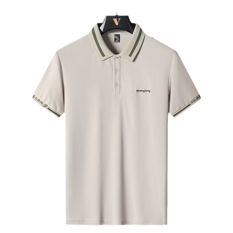Suvine meeste polosärk, lühikeste varrukatega T-särk, jääsiidist pikee õhuke reväär, poolvarrukatega sportlik vabaaja trendikas brändiriided meestele
