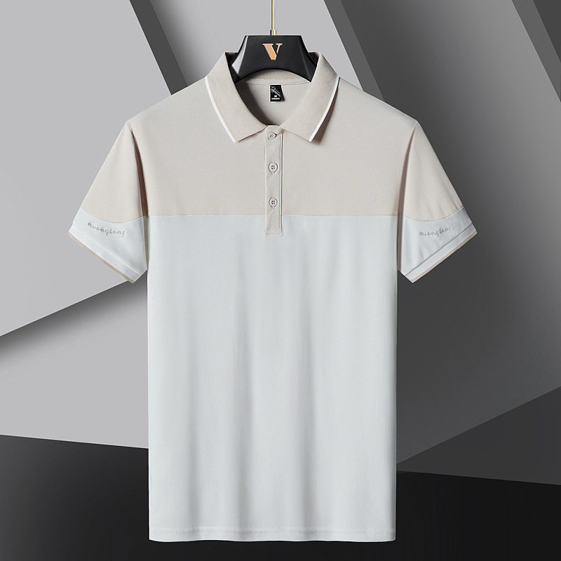 Suvine meeste polosärk, lühikeste varrukatega T-särk, jääsiidist pikee õhuke reväär, poolvarrukatega sportlik vabaaja trendikas brändiriided meestele