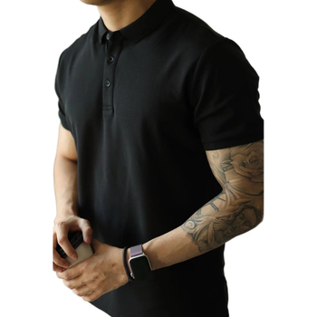 Μονόχρωμο POLO με πέτα και πέρλες, casual μπλουζάκι ανοιχτό για ώριμους άνδρες, επαγγελματικό, κοντομάνικο, commuter, ανοιξιάτικο και καλοκαιρινό, στενό, all-match, μοντέρνο