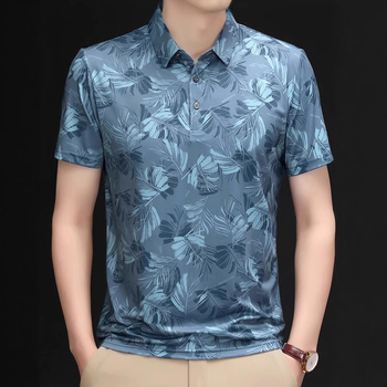 Vasaras jauns lielu lapu digitālās drukas īsroku polo krekls pusmūža tēta ikdienas brīva klēpja apkakles T-krekls