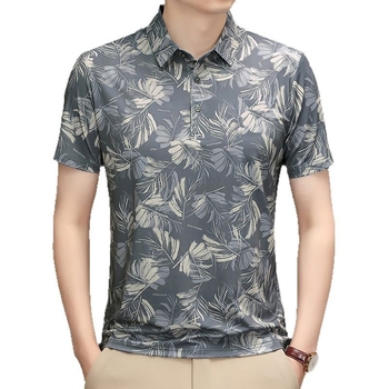 Vasaras jauns lielu lapu digitālās drukas īsroku polo krekls pusmūža tēta ikdienas brīva klēpja apkakles T-krekls