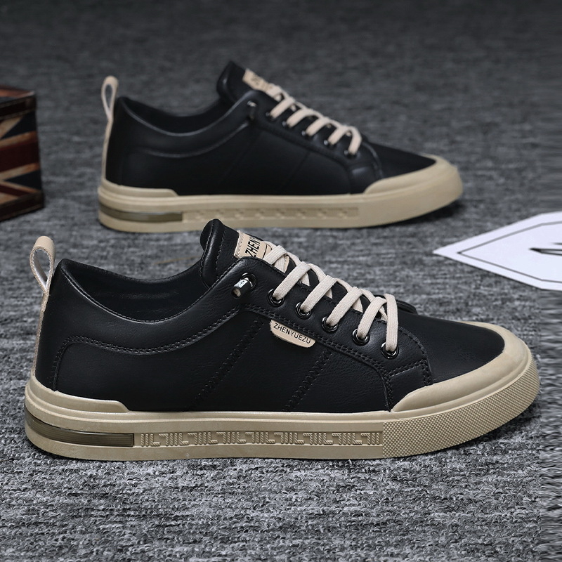 Pantofi sport pentru bărbați, pantofi sport din piele PU, respirabili, de înaltă clasă, cu slip-on, casual, din piele, albi