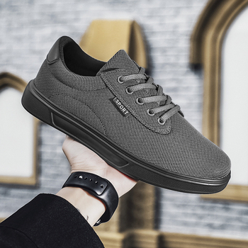 Pantofi de lucru pentru bărbați, pantofi de vară, respirabili, subțiri, complet negri, casual, din pânză, pantofi tineri, ușori, respirabili, la modă