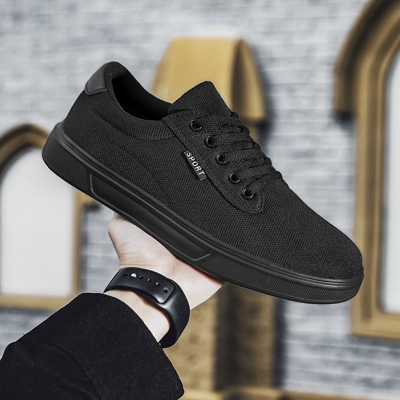 Pantofi de lucru pentru bărbați, pantofi de vară, respirabili, subțiri, complet negri, casual, din pânză, pantofi tineri, ușori, respirabili, la modă