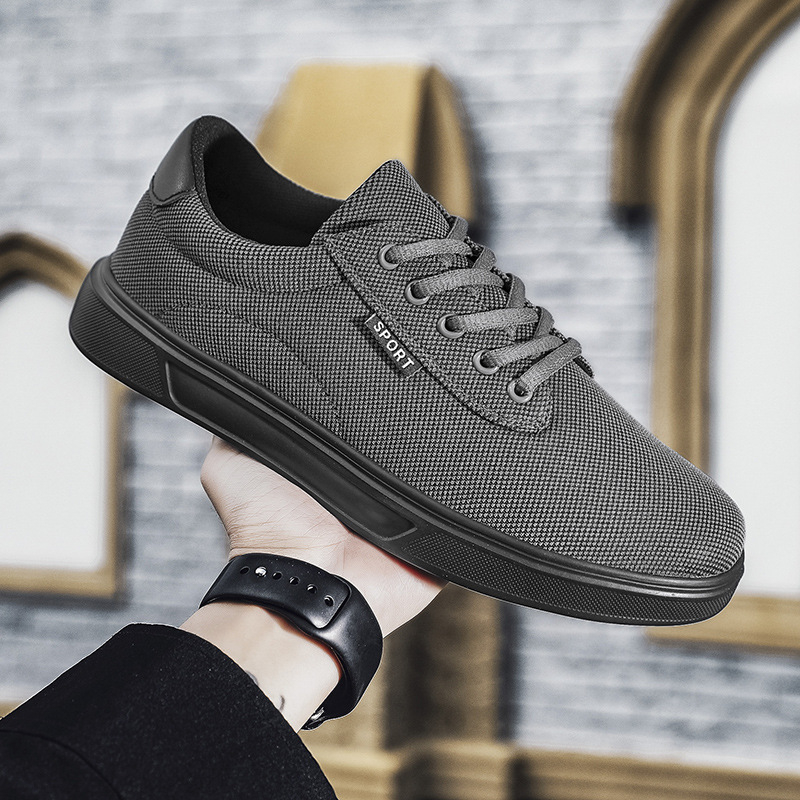 Pantofi de lucru pentru bărbați, pantofi de vară, respirabili, subțiri, complet negri, casual, din pânză, pantofi tineri, ușori, respirabili, la modă