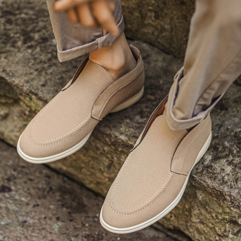 Aofu 6607 Mocasini pentru bărbați, cu vârf rotund, ușori, confortabili, casual, clasici, cu platformă plată, pantofi de barcă