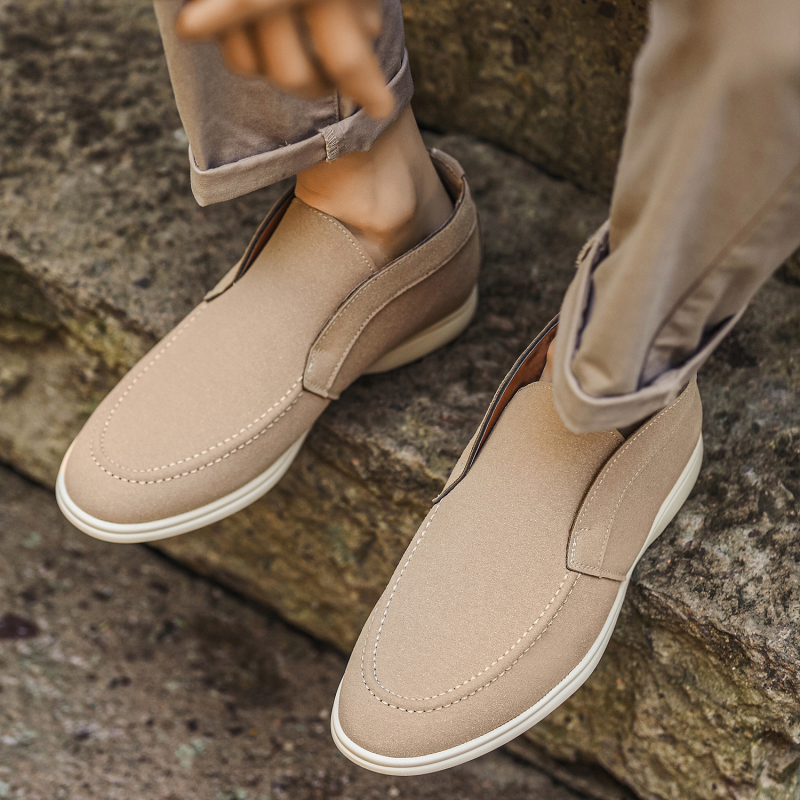 Aofu 6607 Mocasini pentru bărbați, cu vârf rotund, ușori, confortabili, casual, clasici, cu platformă plată, pantofi de barcă