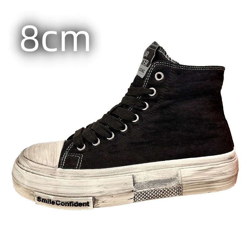 Rozā augstpapēžu audekla apavi vīriešu iekšējais augstuma palielināšanas apavi 10 cm nišas dizaina universālie čības retro veci netīri apavi