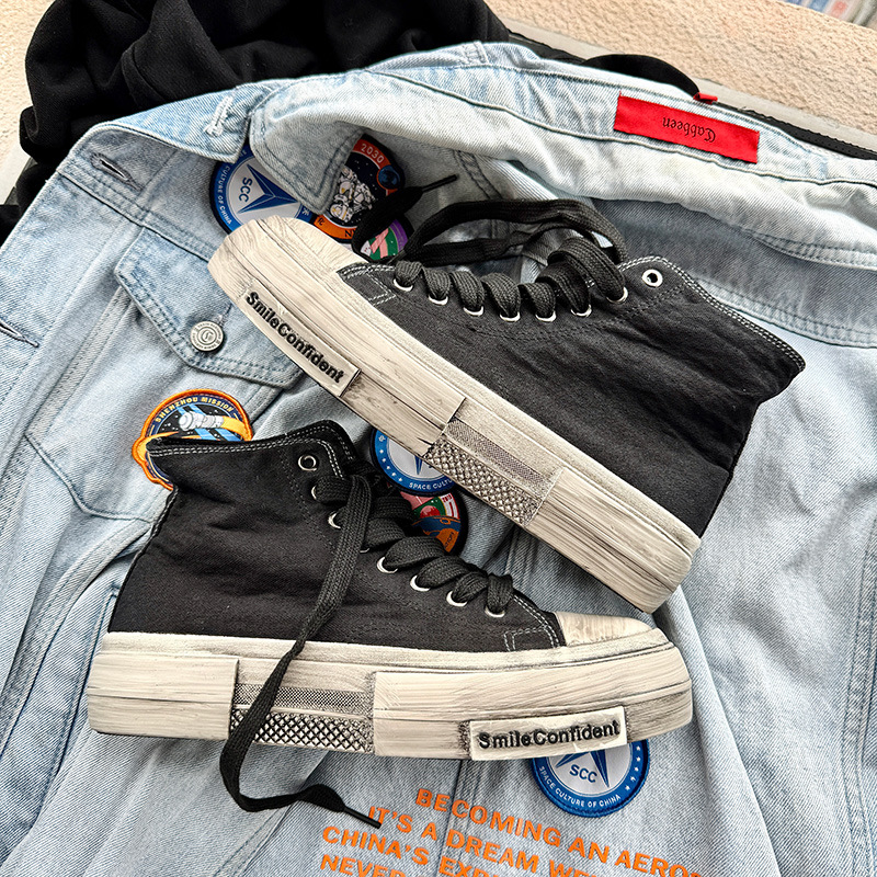 Rozā augstpapēžu audekla apavi vīriešu iekšējais augstuma palielināšanas apavi 10 cm nišas dizaina universālie čības retro veci netīri apavi