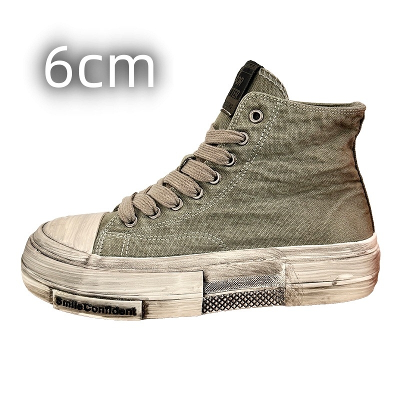 Rozā augstpapēžu audekla apavi vīriešu iekšējais augstuma palielināšanas apavi 10 cm nišas dizaina universālie čības retro veci netīri apavi
