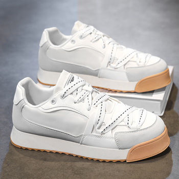 Pantofi de vară pentru bărbați, nișă, all-match, casual, albi, pantofi plati, piele pentru tineri, sport, talpă groasă, înălțime, pantofi la modă de antrenament german