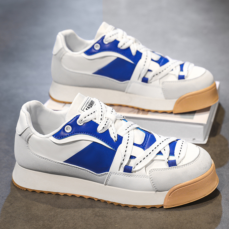 Pantofi de vară pentru bărbați, nișă, all-match, casual, albi, pantofi plati, piele pentru tineri, sport, talpă groasă, înălțime, pantofi la modă de antrenament german