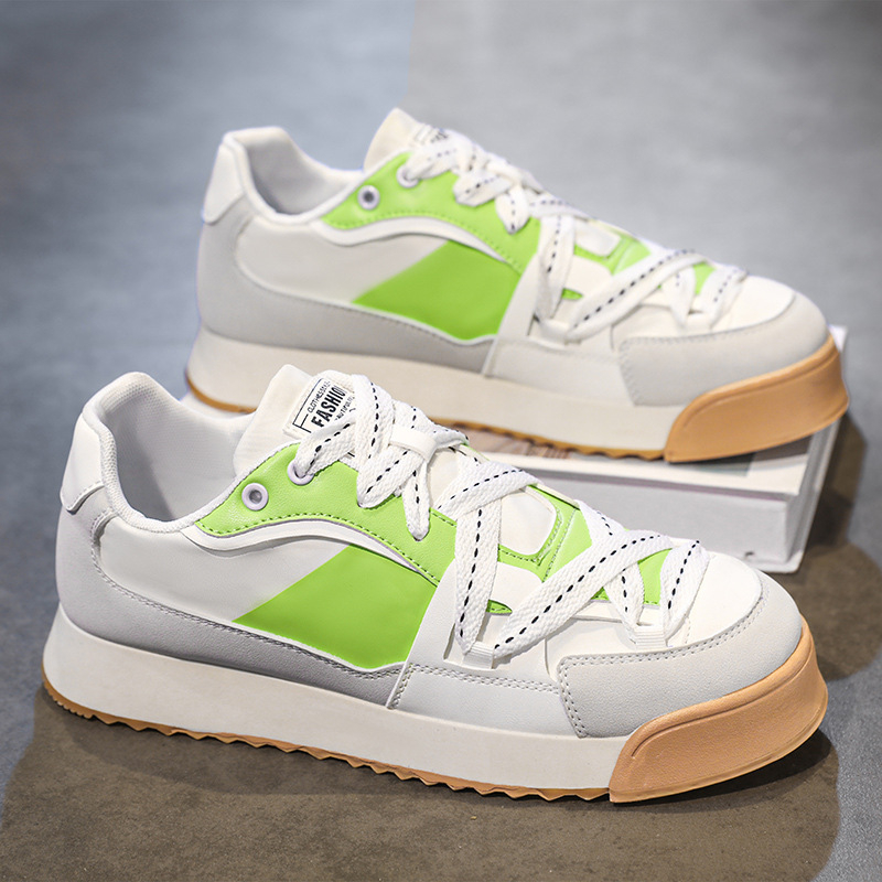 Pantofi de vară pentru bărbați, nișă, all-match, casual, albi, pantofi plati, piele pentru tineri, sport, talpă groasă, înălțime, pantofi la modă de antrenament german