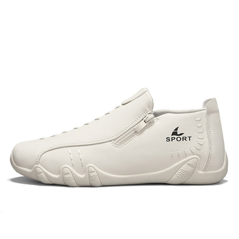 Διασυνοριακά παπούτσια 2025 Ανδρικά λευκά δερμάτινα παπούτσια Octopus με λεπτή σόλα και φερμουάρ στο πλάι, μοντέρνα ανδρικά παπούτσια