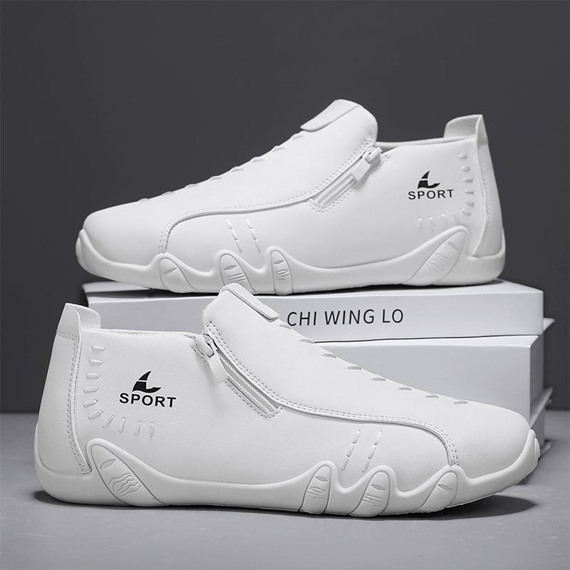 Piiriülesed 2025. aasta kingad meestele, valged õhukese tallaga, vabaaja kaheksajala nahast kingad, küljelukk, trendikad meeste kingad