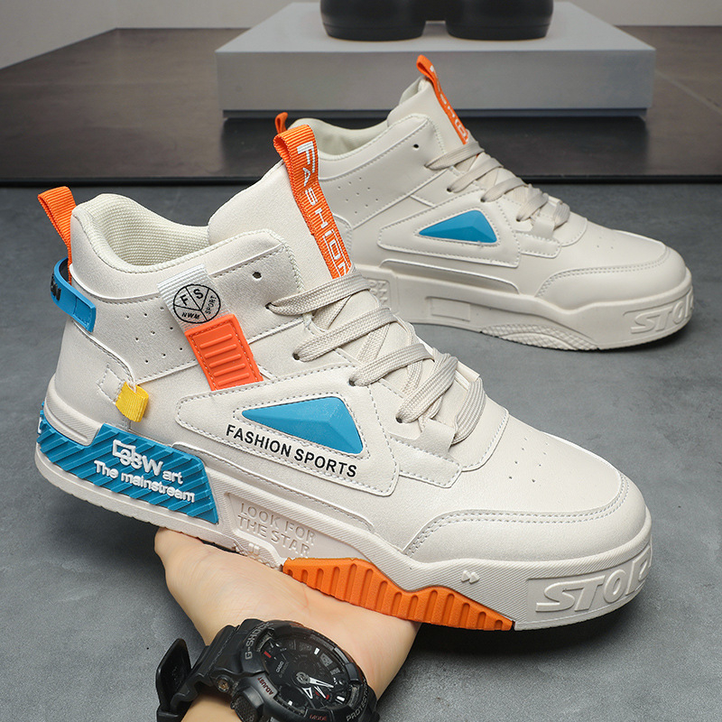 Pantofi sport pentru tineri, asortați, de toamnă și iarnă, 2023, cu toc înalt, pentru bărbați, la modă, de stradă prăjiți.