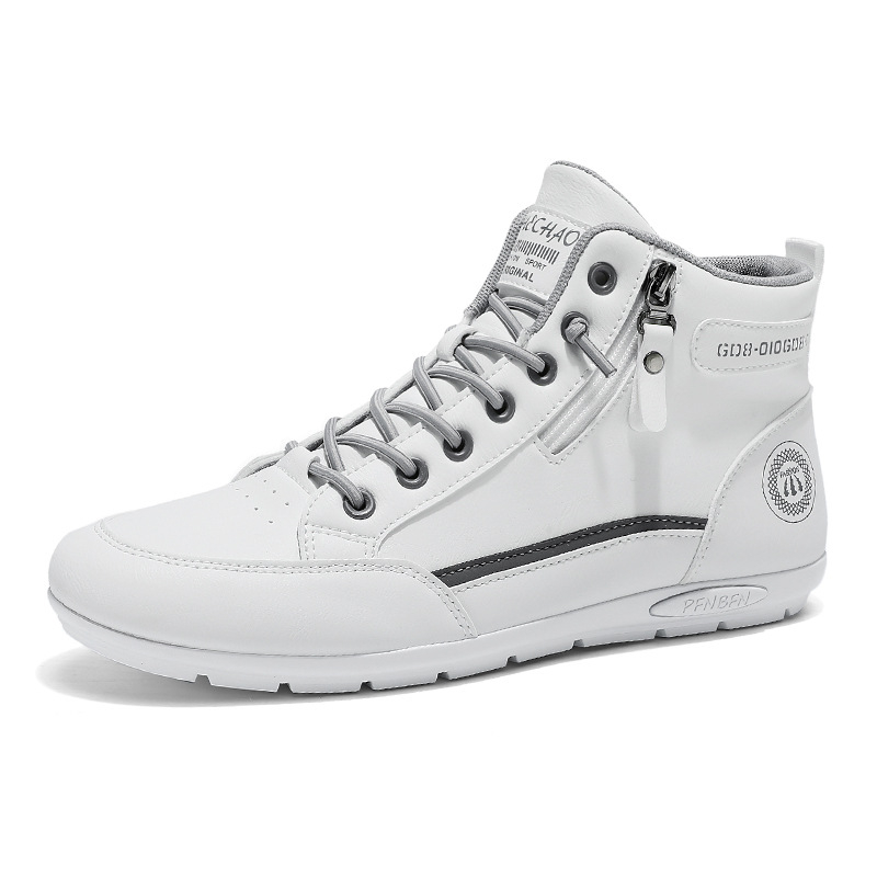 Kórejský štýl akademického štýlu Módne outdoorové ploché topánky Pánske vysoké legíny Ležérne topánky Jesenné kožené ležérne biele topánky