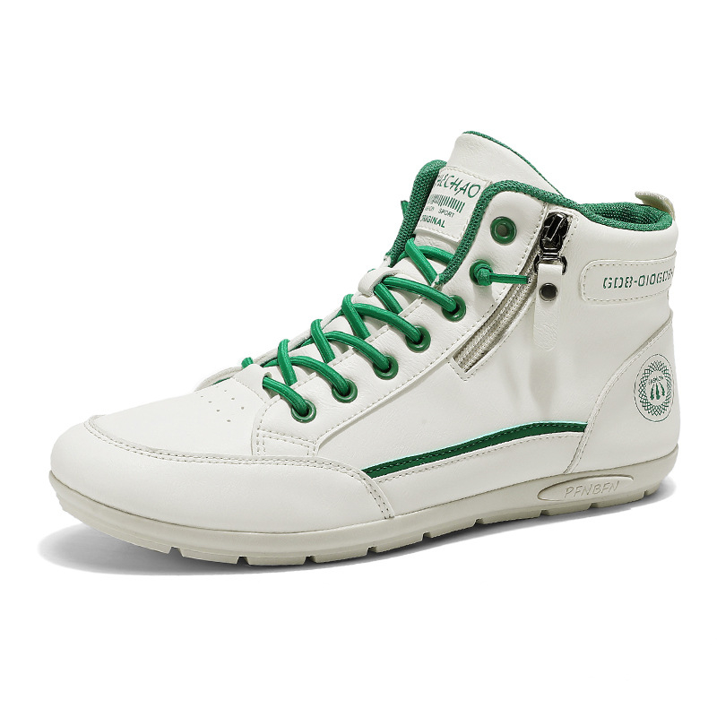 Kórejský štýl akademického štýlu Módne outdoorové ploché topánky Pánske vysoké legíny Ležérne topánky Jesenné kožené ležérne biele topánky