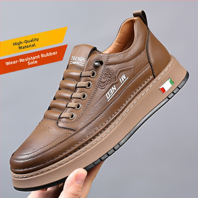 Pánske topánky 2025 Jar Ľahké priedušné Módne nazúvacie ležérne topánky Retro Pánske univerzálne kožené topánky pre mužov