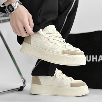 Pantofi albi pentru bărbați 2024 Vara stil japonez versatil respirabil cu talpă groasă ușoară de nișă pantofi casual pentru bărbați