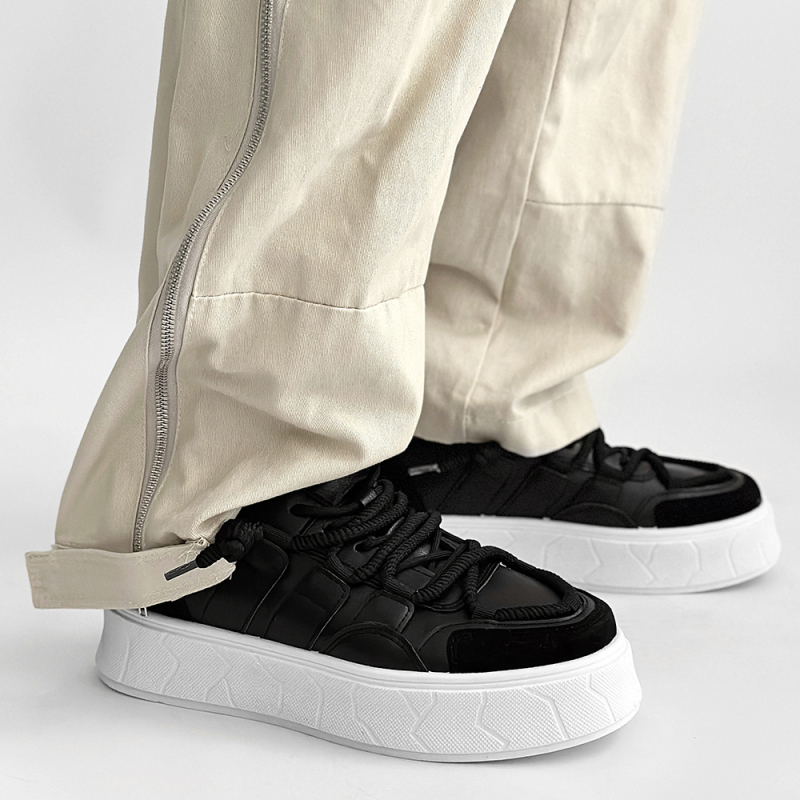 Pantofi albi pentru bărbați 2024 Vara stil japonez versatil respirabil cu talpă groasă ușoară de nișă pantofi casual pentru bărbați