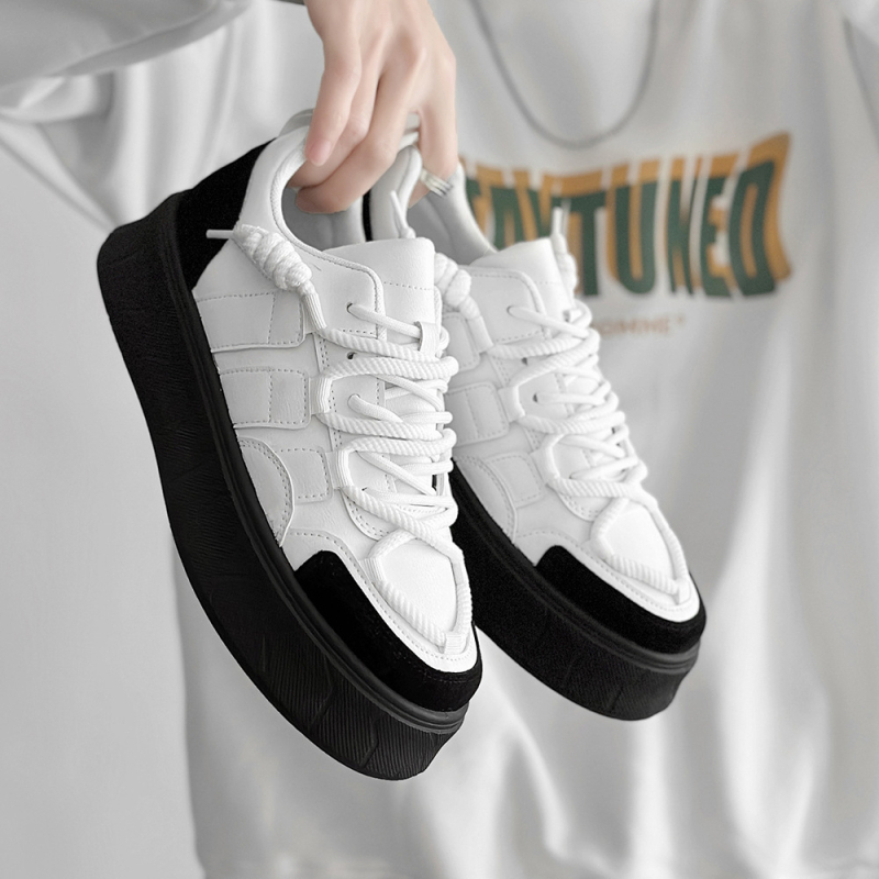 Pantofi albi pentru bărbați 2024 Vara stil japonez versatil respirabil cu talpă groasă ușoară de nișă pantofi casual pentru bărbați