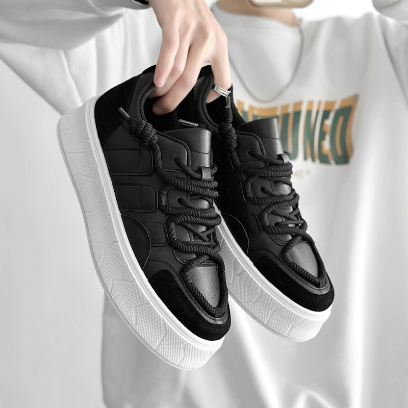 Pantofi albi pentru bărbați 2024 Vara stil japonez versatil respirabil cu talpă groasă ușoară de nișă pantofi casual pentru bărbați