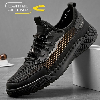 Pantofi sport pentru bărbați, model german Camel, cu plasă dinamică, respirabil, cu fund subțire și moale, cu suprafață țesută în plasă, alunecare pe pantofi sport casual