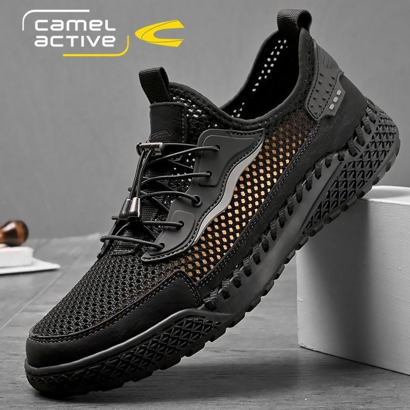 Pantofi sport pentru bărbați, model german Camel, cu plasă dinamică, respirabil, cu fund subțire și moale, cu suprafață țesută în plasă, alunecare pe pantofi sport casual