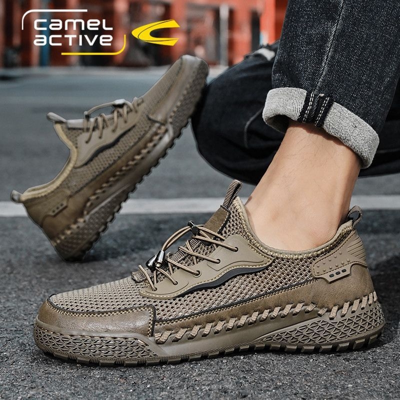 Pantofi sport pentru bărbați, model german Camel, cu plasă dinamică, respirabil, cu fund subțire și moale, cu suprafață țesută în plasă, alunecare pe pantofi sport casual