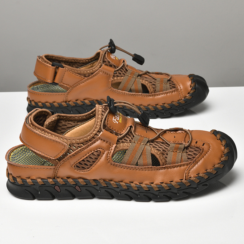 Pánske letné sandále 2023, ležérne kožené sandále, cezhraničný obchod, priedušné ľahké sandále, outdoorová turistická pánska obuv